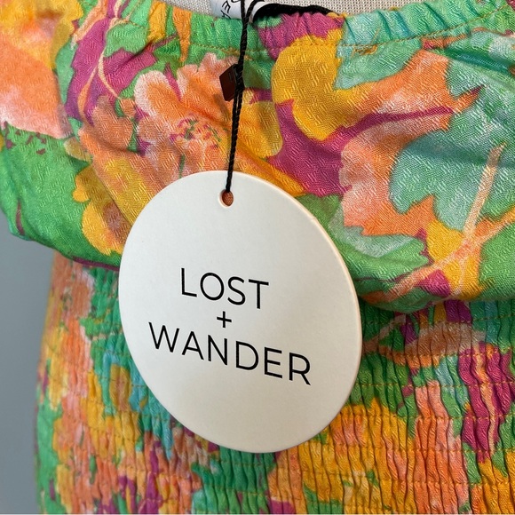 LOST + WANDER Eternal Lights Floral Minidress - Peach Multi - Size M - Picture 6 of 8